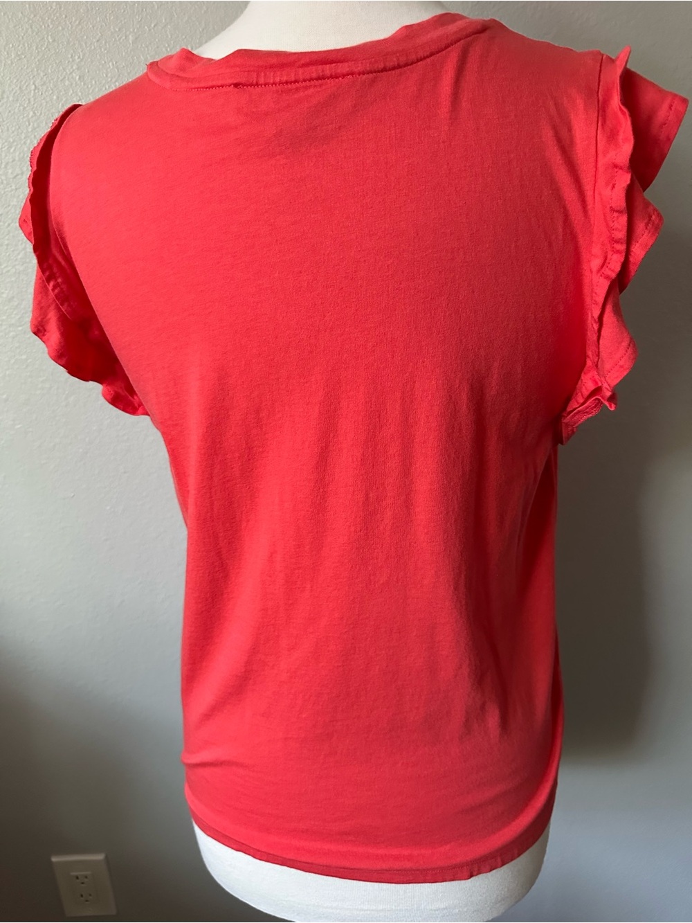 Michael Kors Coral Ruffle Sleeve Short-Sleeve Tee
